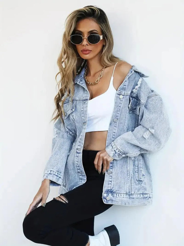 Maya - Denim Jack met Relaxte Pasvorm en Meerdere Zakken