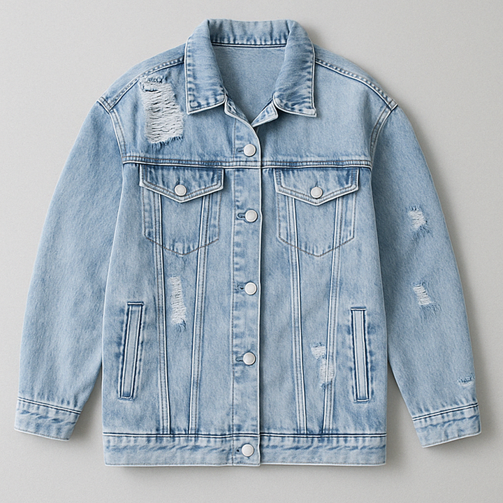 Maya - Denim Jack met Relaxte Pasvorm en Meerdere Zakken