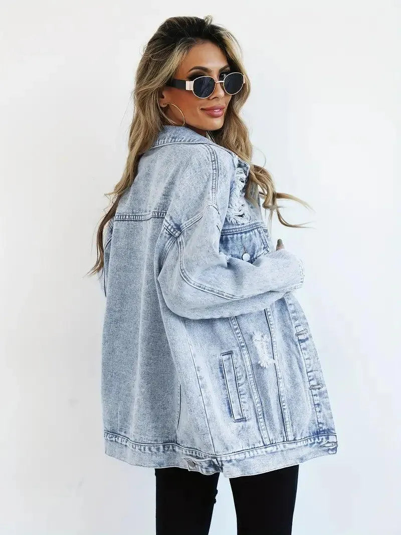 Maya - Denim Jack met Relaxte Pasvorm en Meerdere Zakken