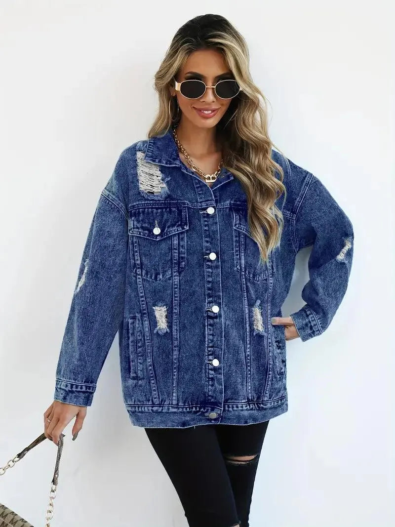 Maya - Denim Jack met Relaxte Pasvorm en Meerdere Zakken