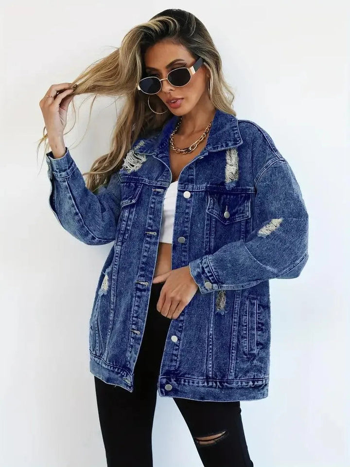 Maya - Denim Jack met Relaxte Pasvorm en Meerdere Zakken