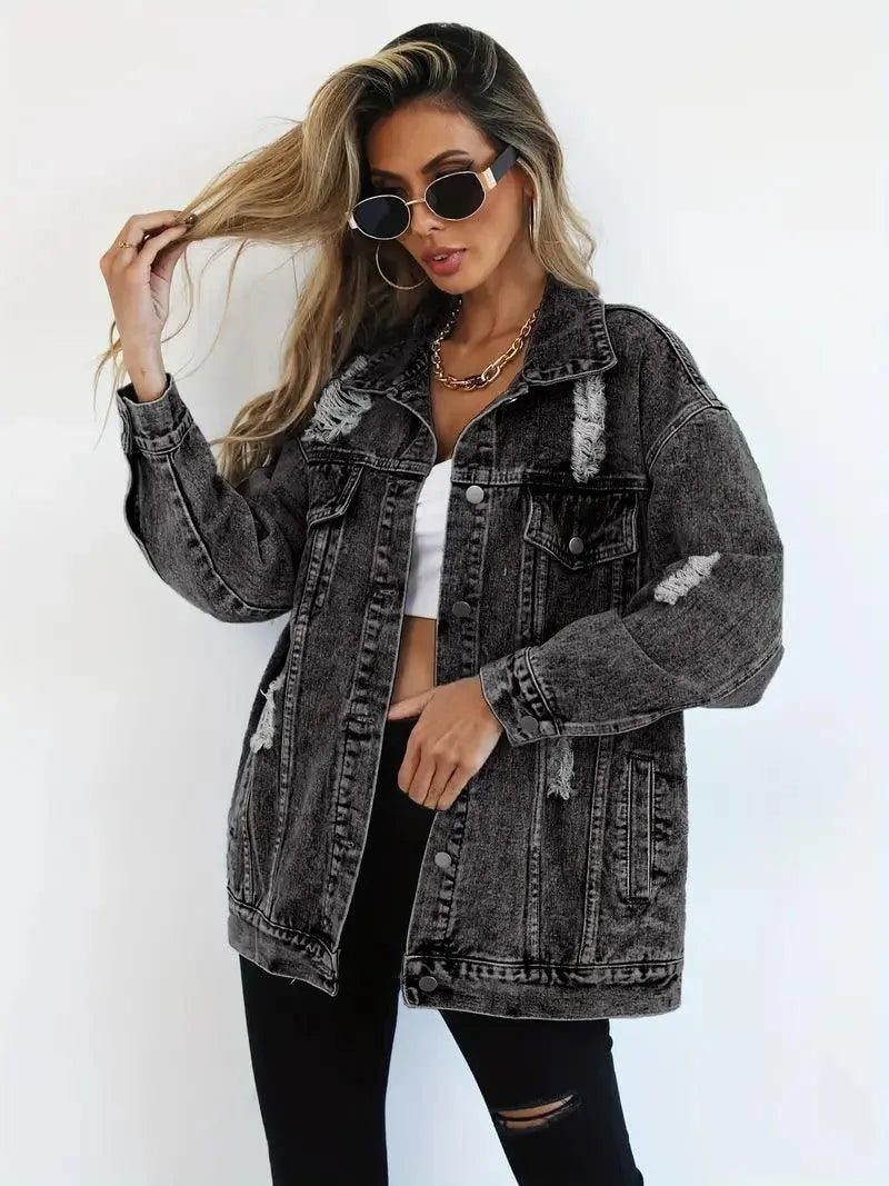 Maya - Denim Jack met Relaxte Pasvorm en Meerdere Zakken