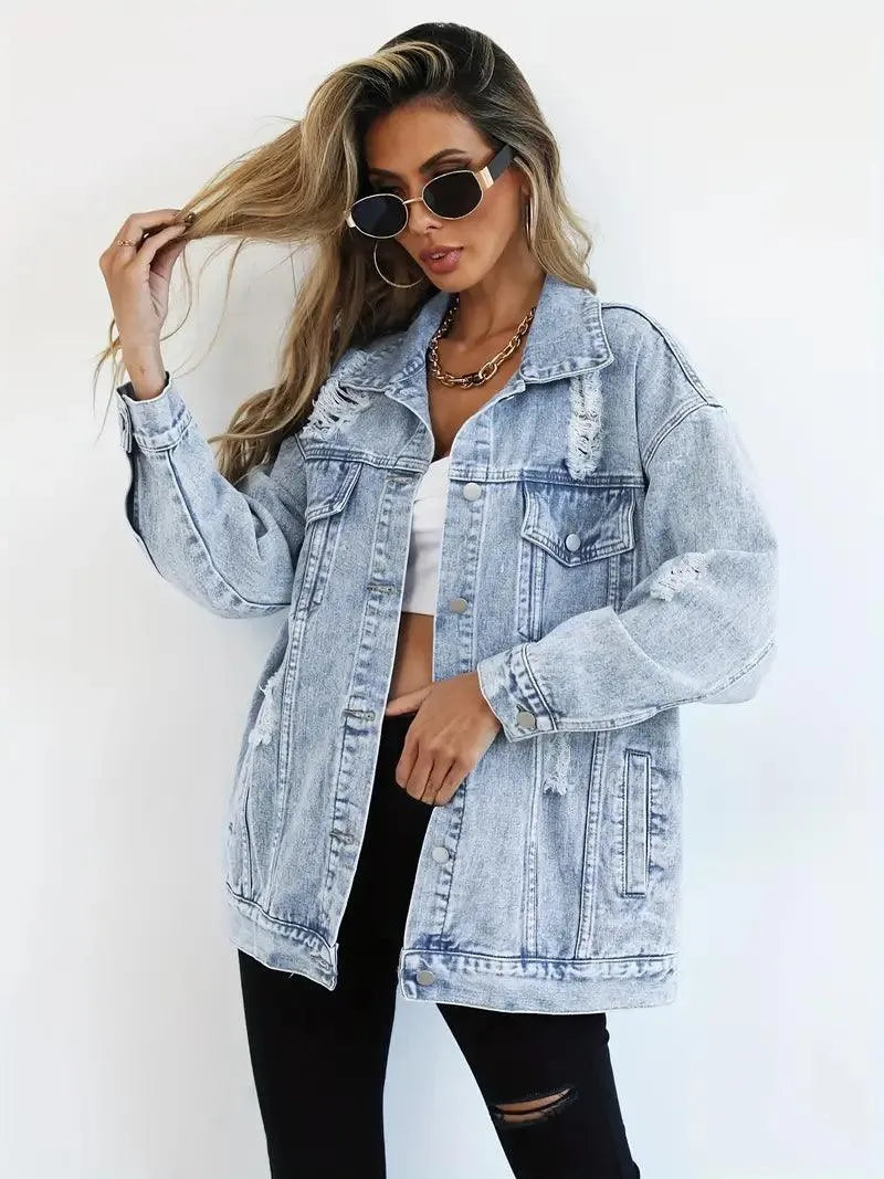 Maya - Denim Jack met Relaxte Pasvorm en Meerdere Zakken