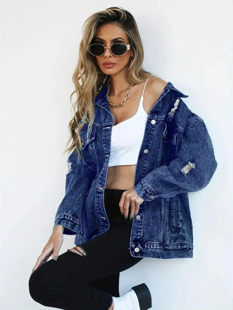 Maya - Denim Jack met Relaxte Pasvorm en Meerdere Zakken