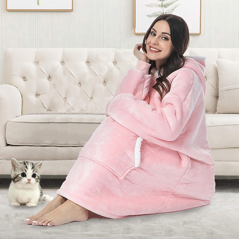 Lina - Warme hoodie deken met lange mouwen en zakken