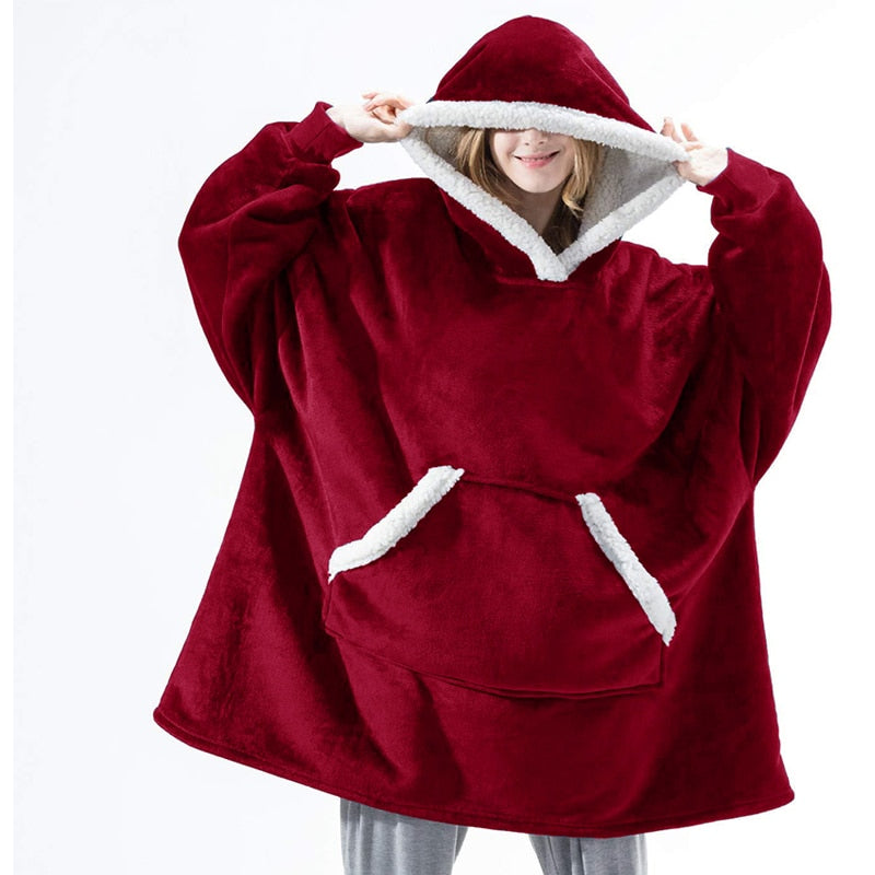Lina - Warme hoodie deken met lange mouwen en zakken