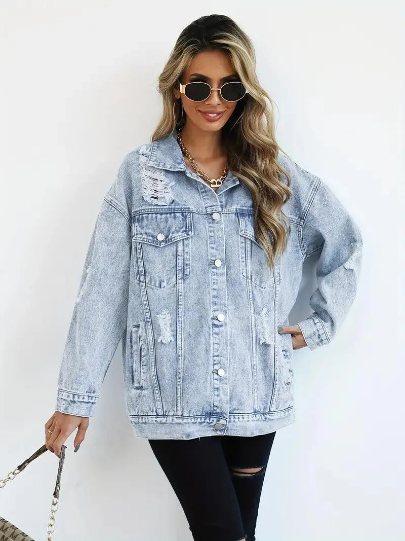 Maya - Denim Jack met Relaxte Pasvorm en Meerdere Zakken