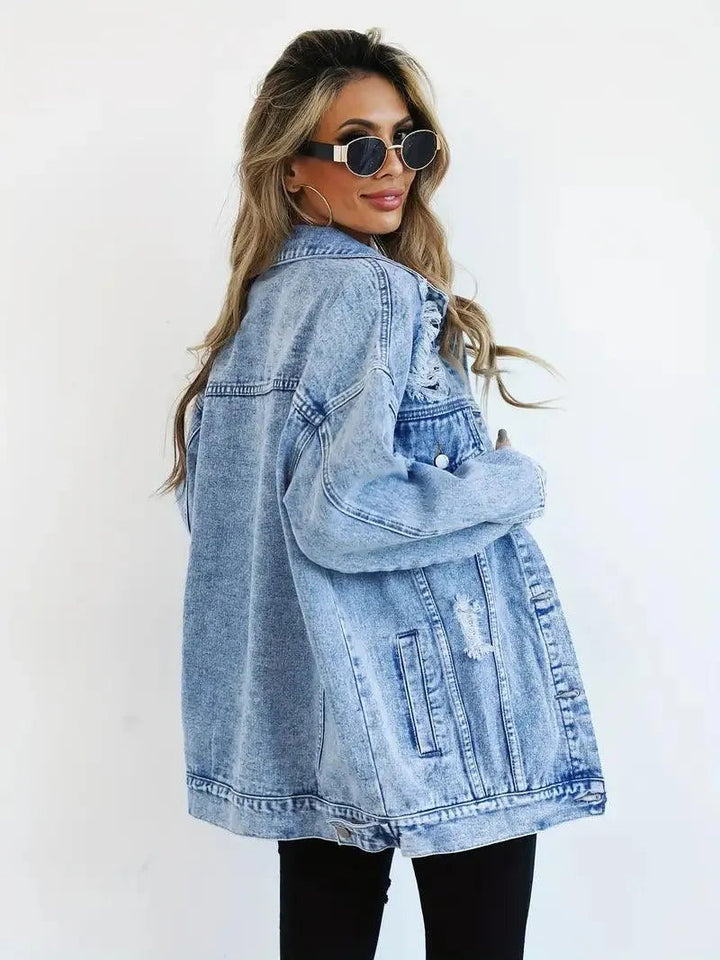 Maya - Denim Jack met Relaxte Pasvorm en Meerdere Zakken