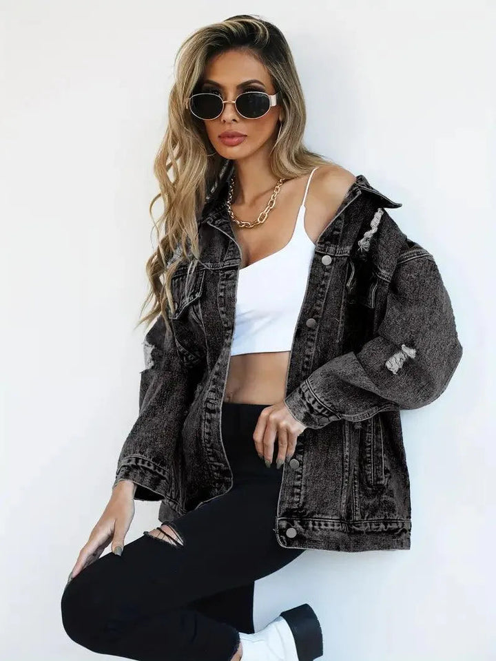 Maya - Denim Jack met Relaxte Pasvorm en Meerdere Zakken