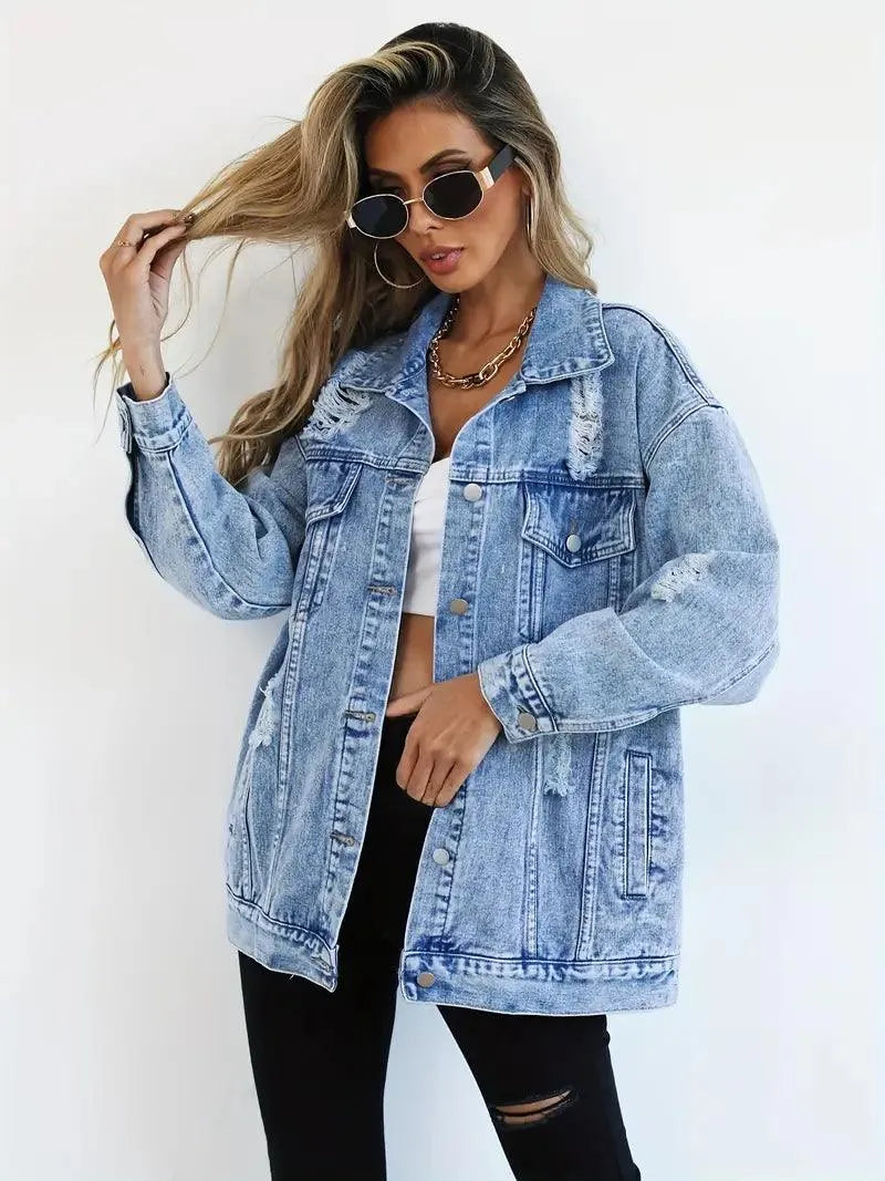 Maya - Denim Jack met Relaxte Pasvorm en Meerdere Zakken