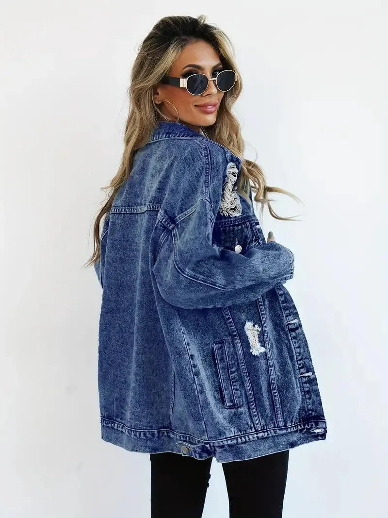 Maya - Denim Jack met Relaxte Pasvorm en Meerdere Zakken