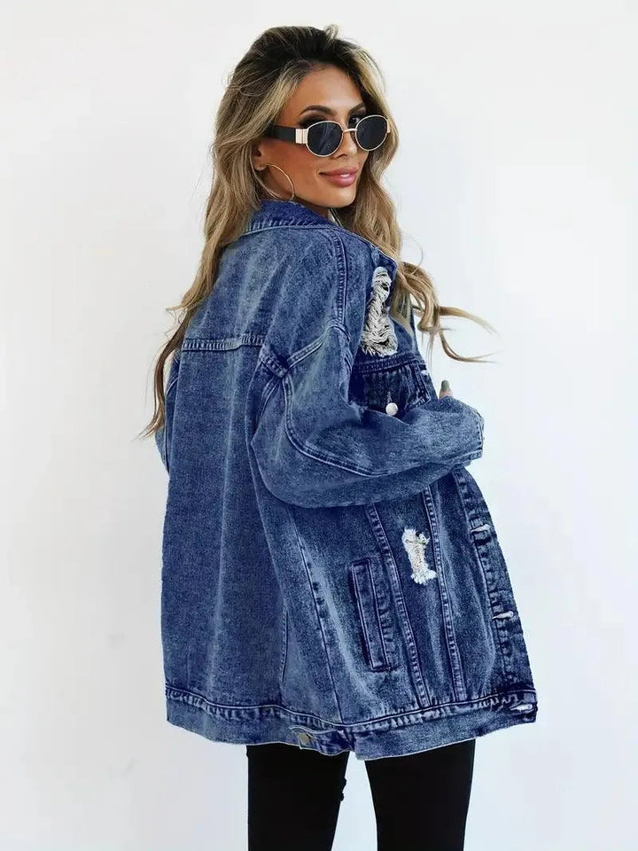 Maya - Denim Jack met Relaxte Pasvorm en Meerdere Zakken